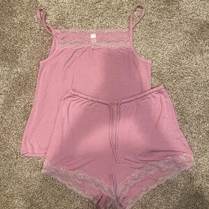 Auden Mauve Lace Trim Pajama Set